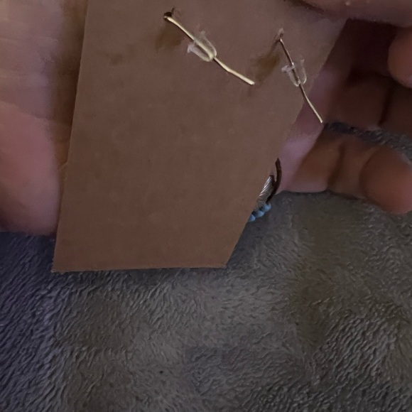 Silver and Turquoise Floral drop Earrings - Picture 4 of 4